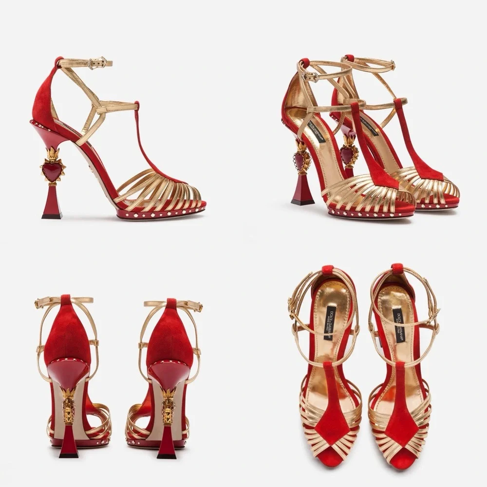 New Dolce & Gabbana 105mm sculpted-heel heart suede sandals $1,895